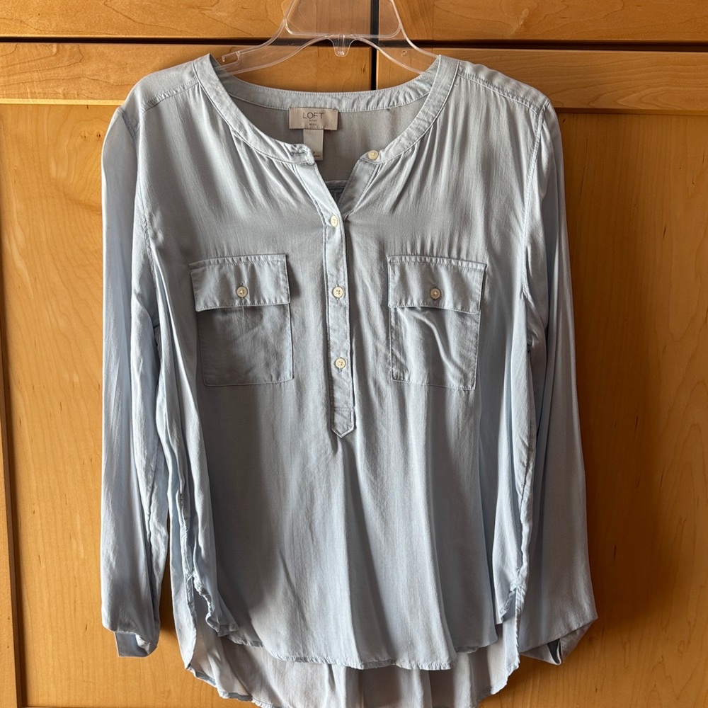 LOFT Soft Blue Button-Down Blouse